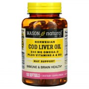 Заказать Mason Natural Norwegian Cod Liver Oil 1000 мг 100 гел капс